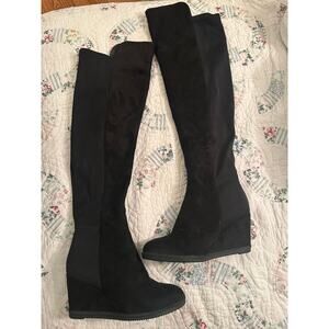 NEW FRENCH BLU FAUX SUEDE STRETCH WEDGE BOOTS 39